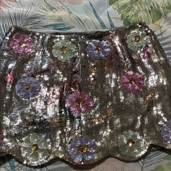 Brandon Maxwell Black and Silver Sequin High Waist Shorts - Picture 5 of 7